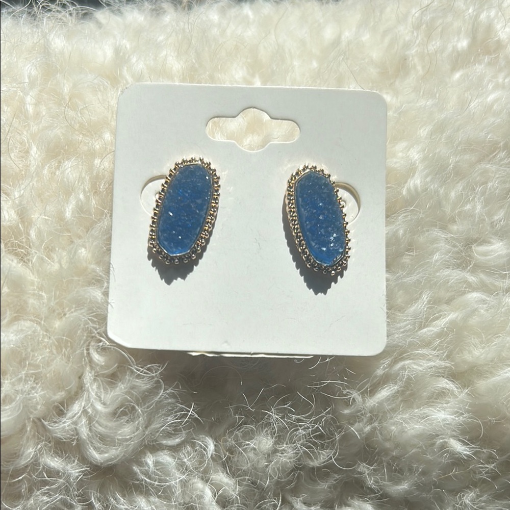 Blue Stone Gold Earrings